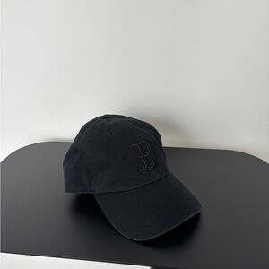 All Black Boston 47 Clean up Baseball Cap with Embroidered Logo